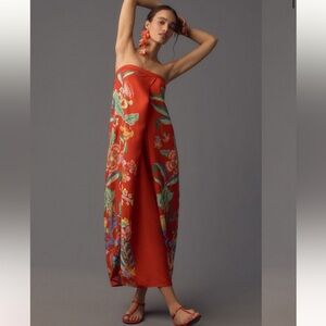 Anthropologie Vibrant Red Floral Dress